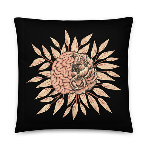 Brain Flower in Cream Throw Pillow