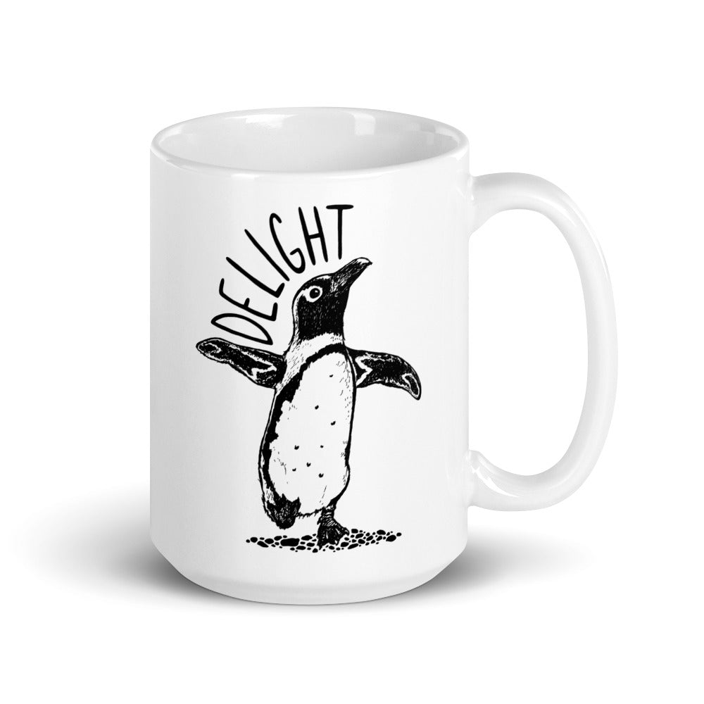Delight Black & White Penguin Mug