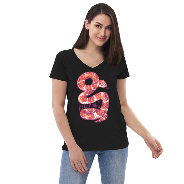 Keep Going Colorful Snake Women’s V-Neck T-Shirt