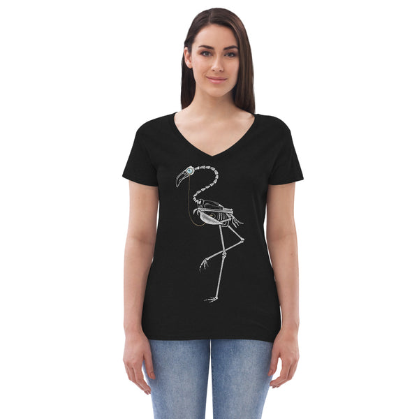 Mr. Bones the Flamingo Women’s V-Neck T-Shirt