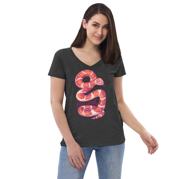Keep Going Colorful Snake Women’s V-Neck T-Shirt