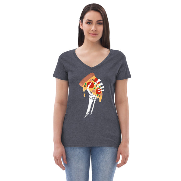 Spooky Pizza Women’s V-Neck T-Shirt