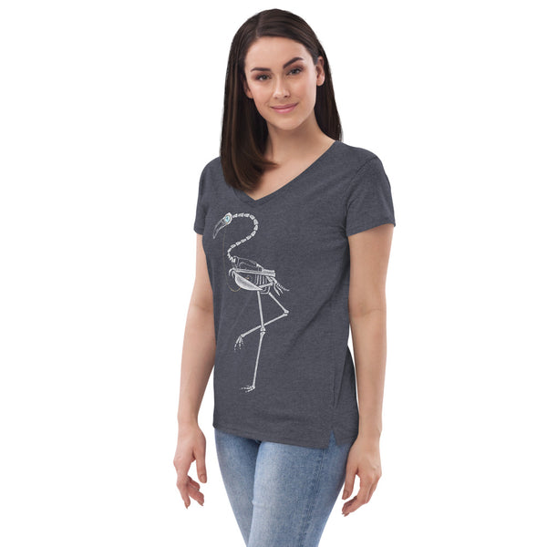 Mr. Bones the Flamingo Women’s V-Neck T-Shirt