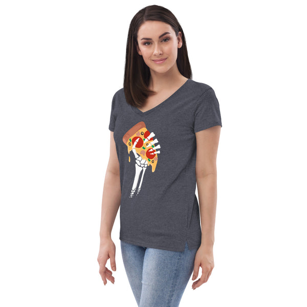 Spooky Pizza Women’s V-Neck T-Shirt