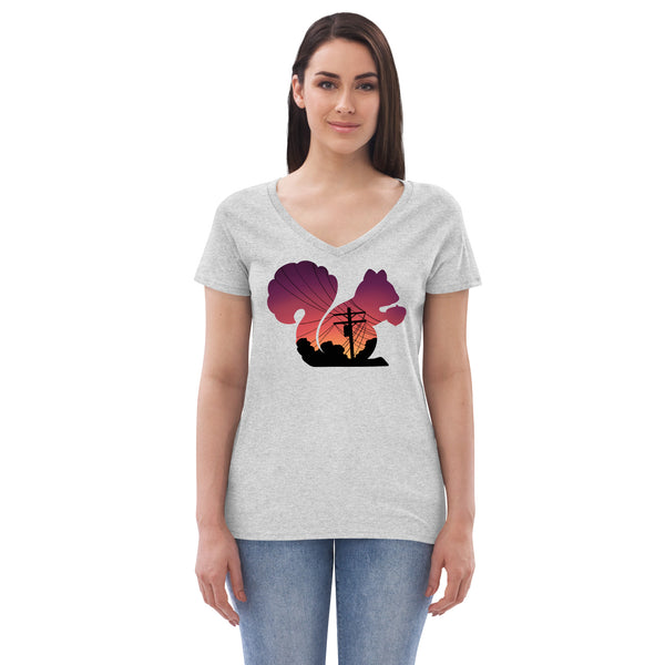 Sunset Squirrel Women’s V-Neck T-Shirt