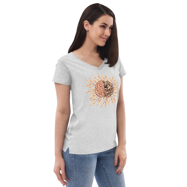 Brain Flower in Cream Women’s V-Neck T-Shirt
