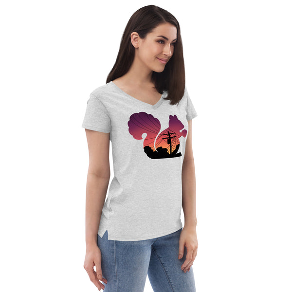 Sunset Squirrel Women’s V-Neck T-Shirt
